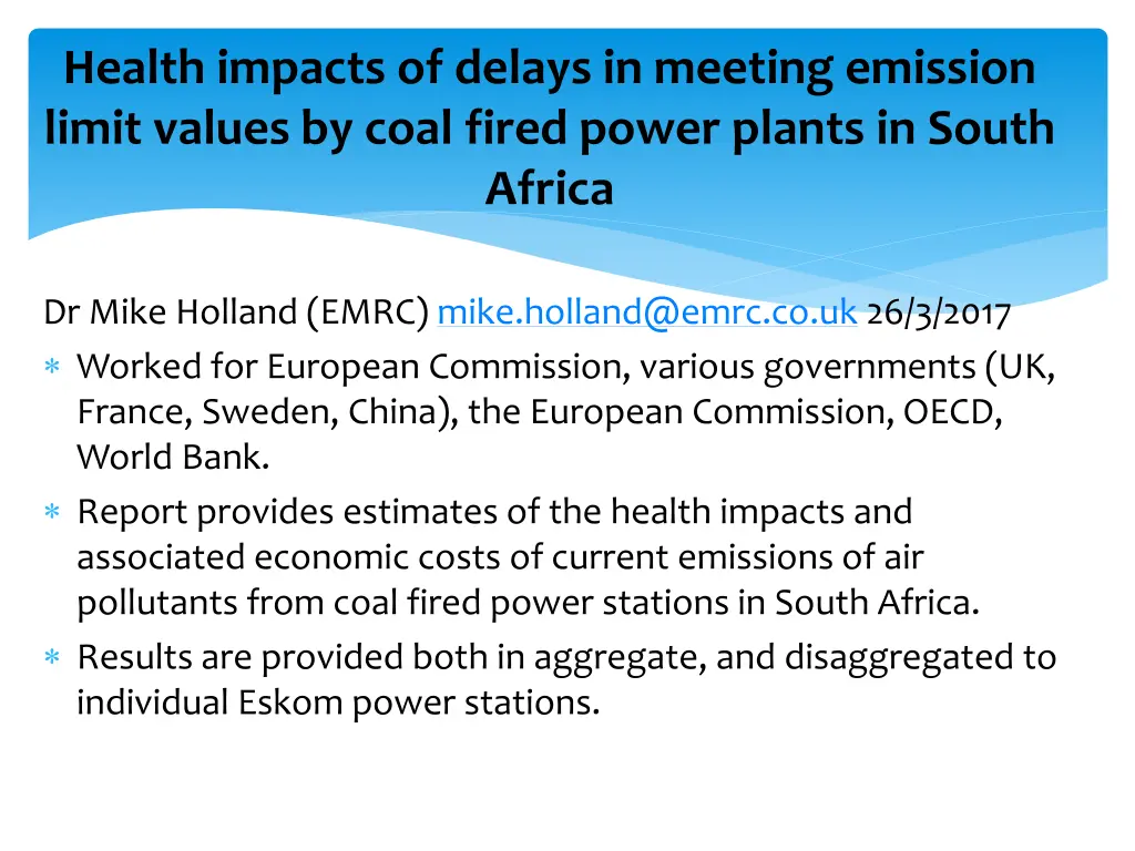 health impacts of delays in meeting emission