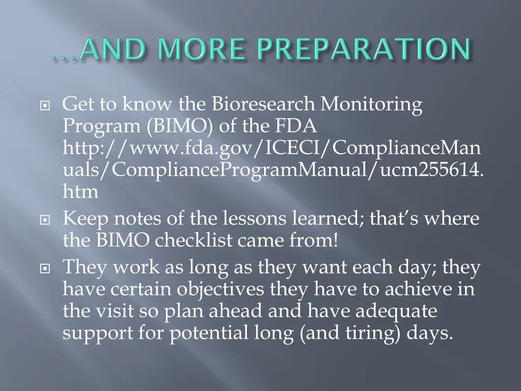 get to know the bioresearch monitoring program