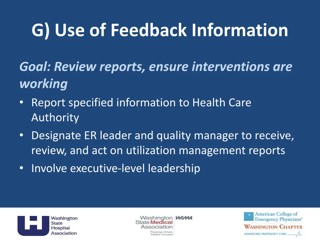 g use of feedback information