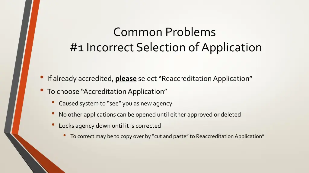 common problems 1 incorrect selection