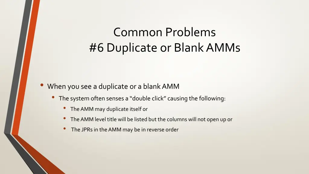 common problems 6 duplicate or blank amms