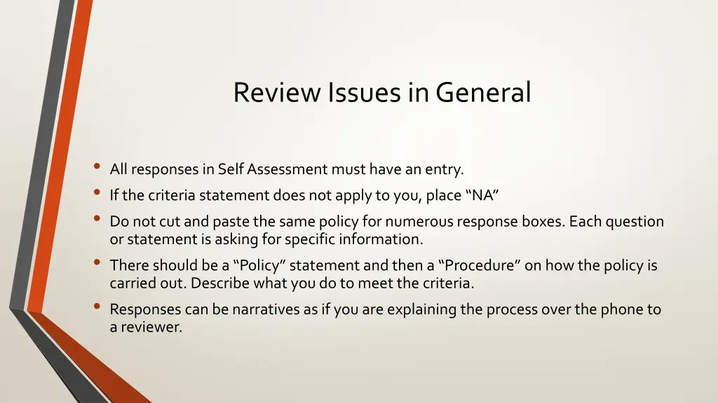 review issues in general