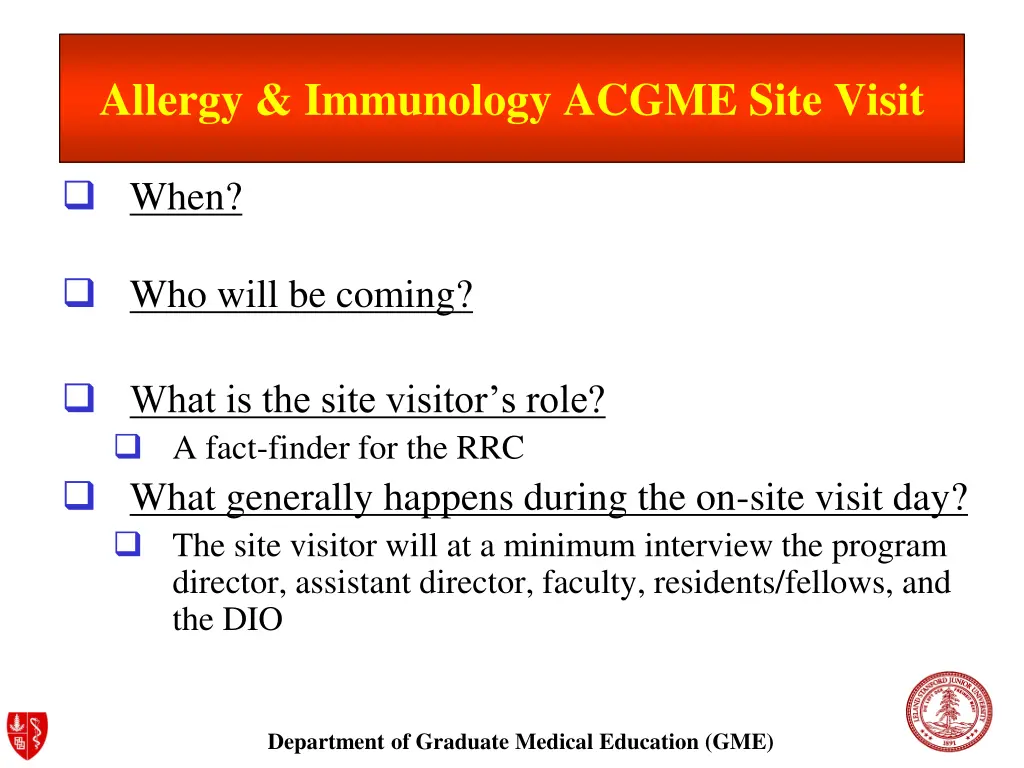 allergy immunology acgme site visit