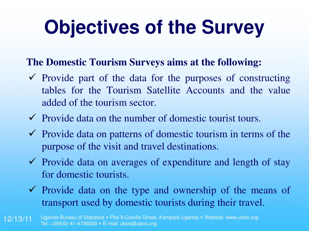 objectives of the survey