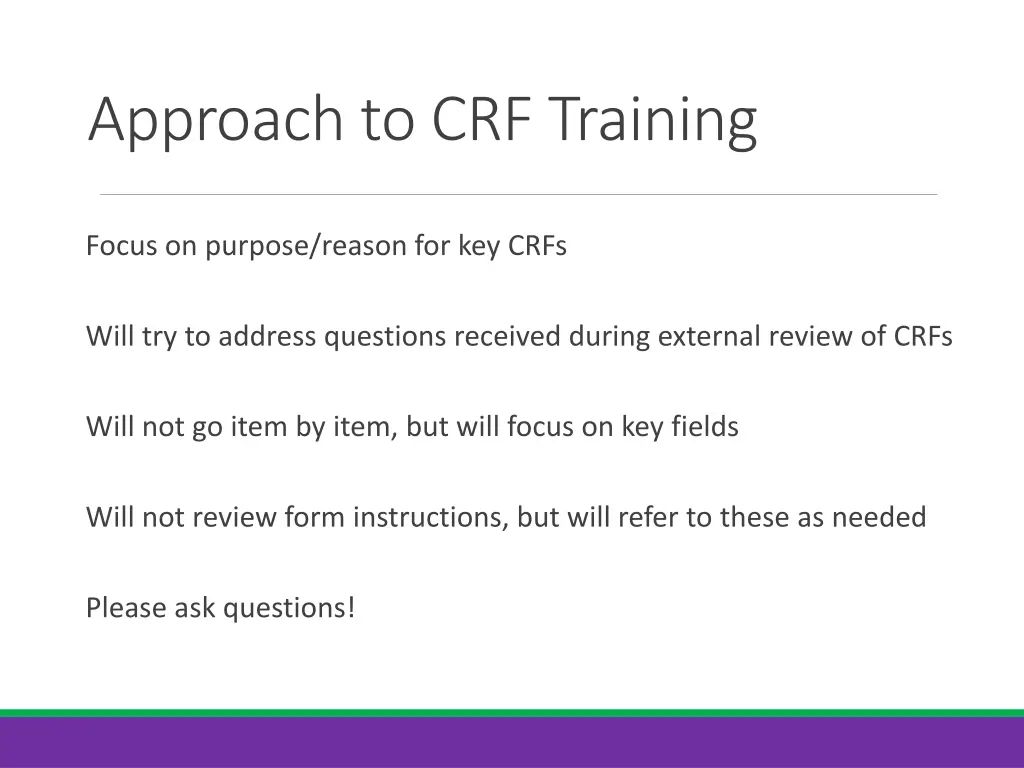 approach to crf training