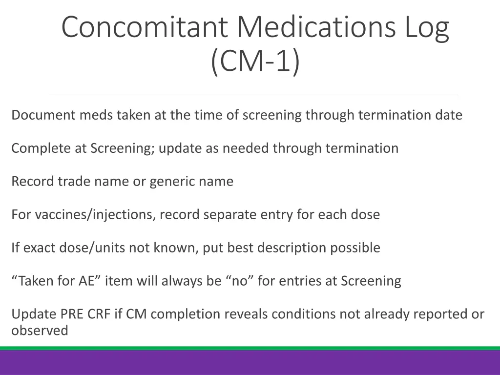 concomitant medications log cm 1 1