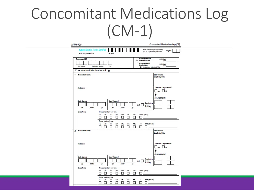 concomitant medications log cm 1