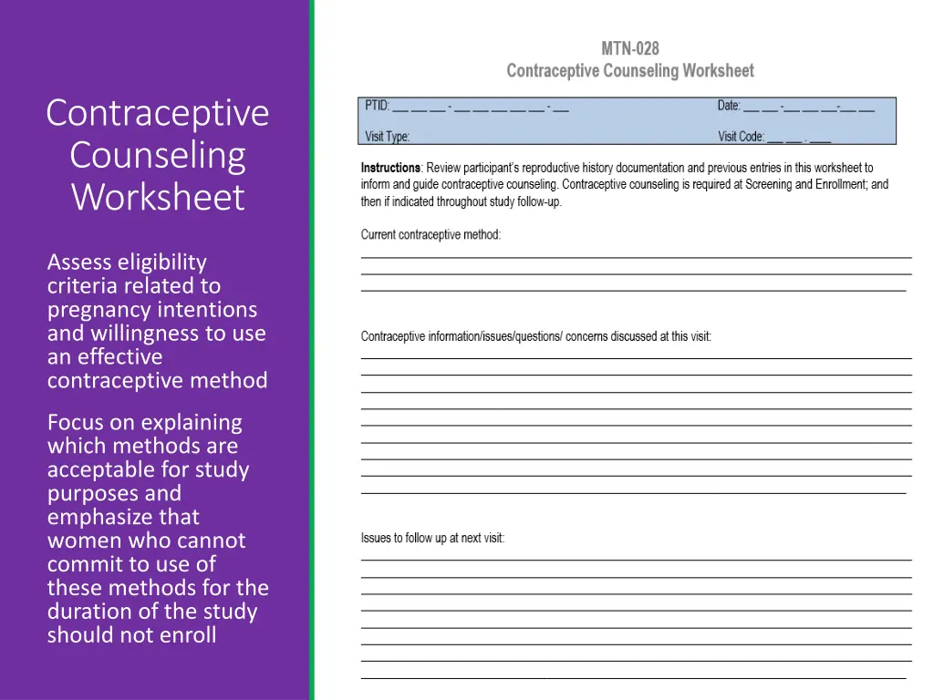 contraceptive counseling worksheet