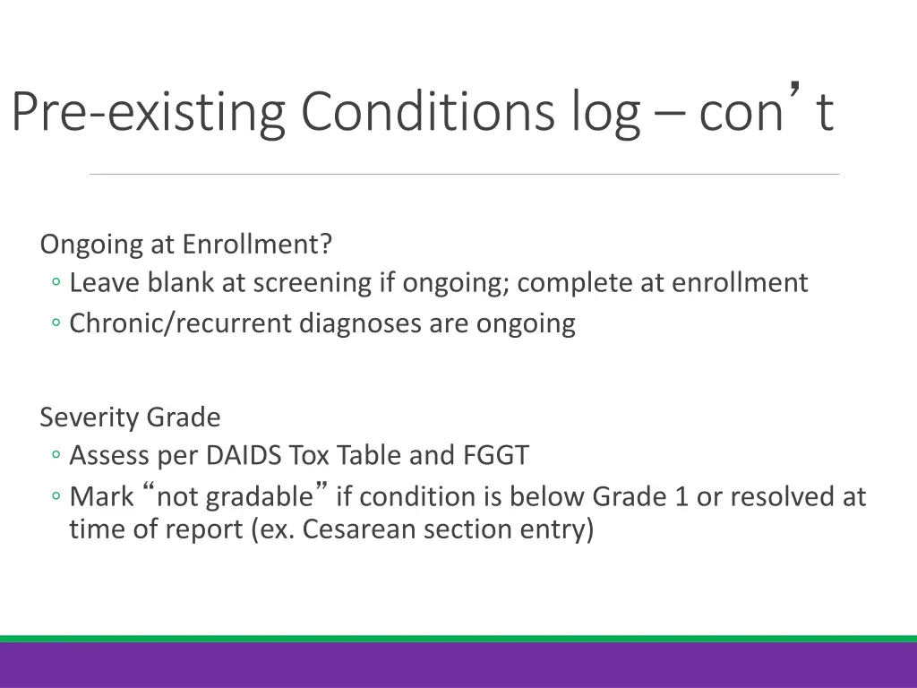 pre existing conditions log con t 1