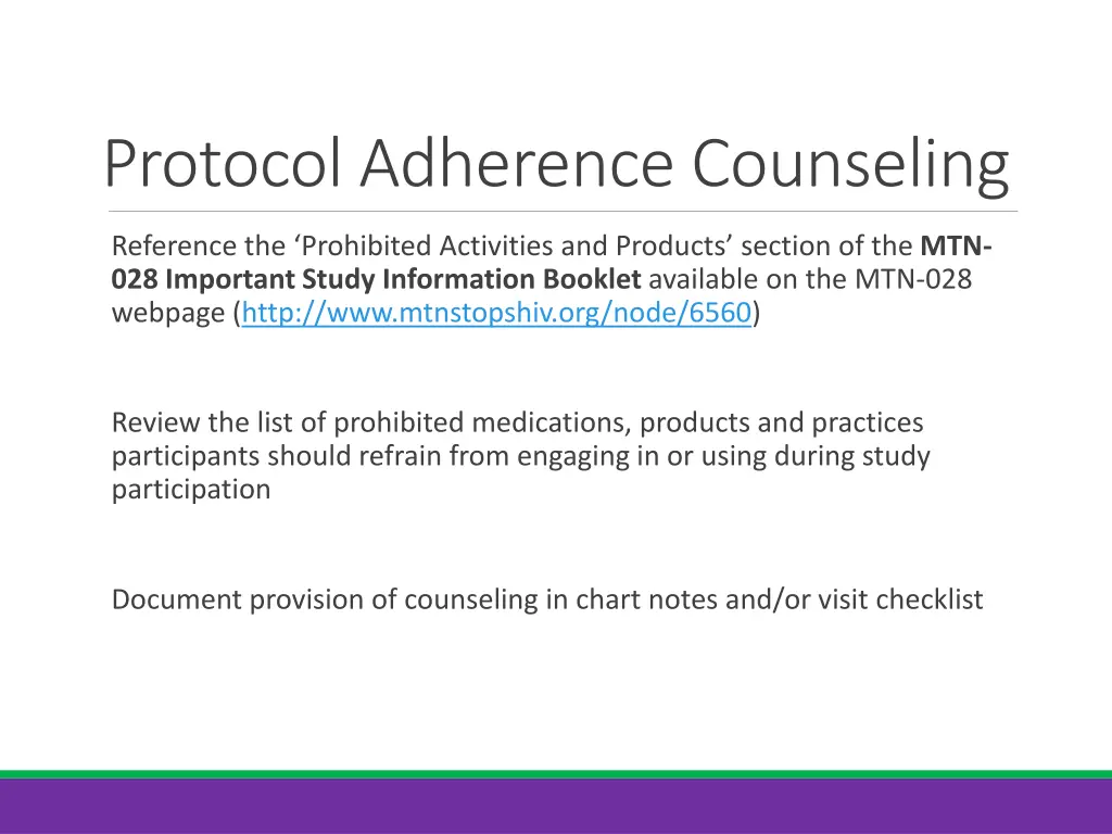 protocol adherence counseling