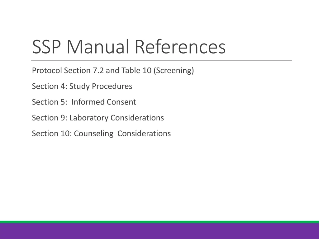 ssp manual references