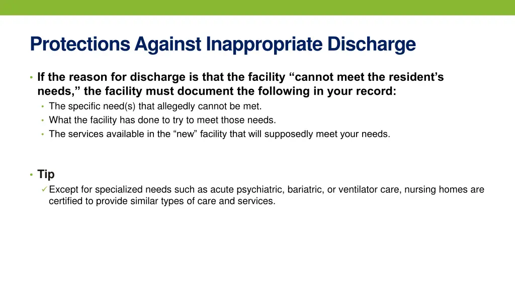 protections against inappropriate discharge 1