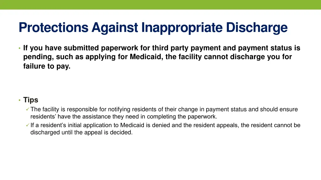 protections against inappropriate discharge 2