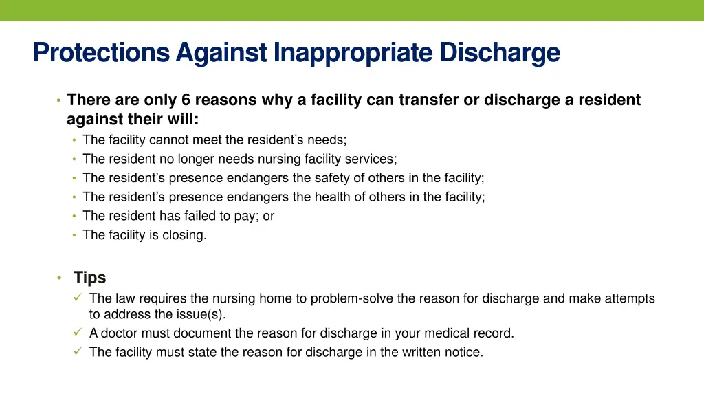 protections against inappropriate discharge