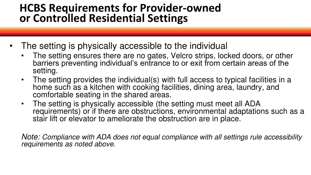 hcbs requirements for provider owned 9