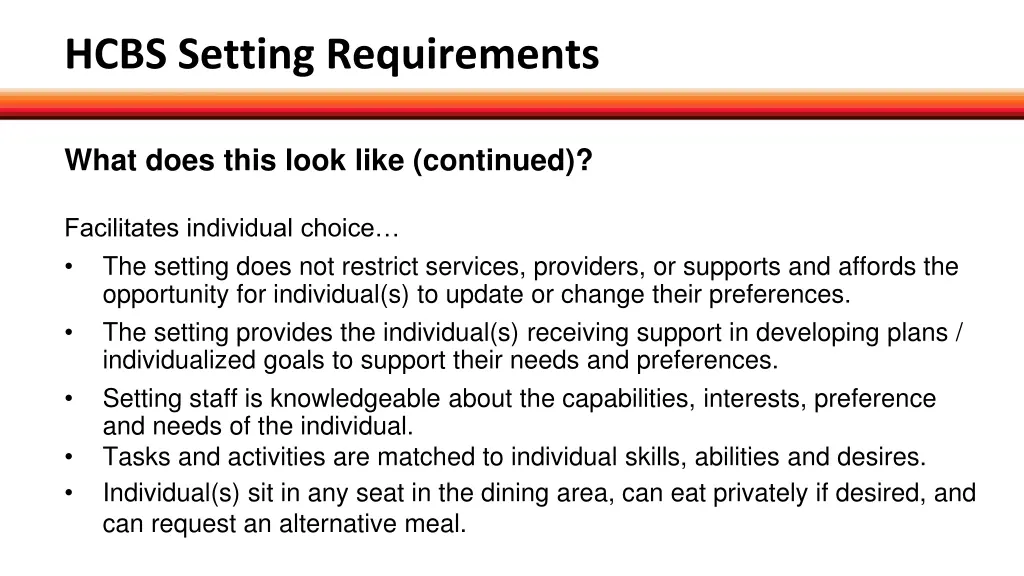 hcbs setting requirements 5