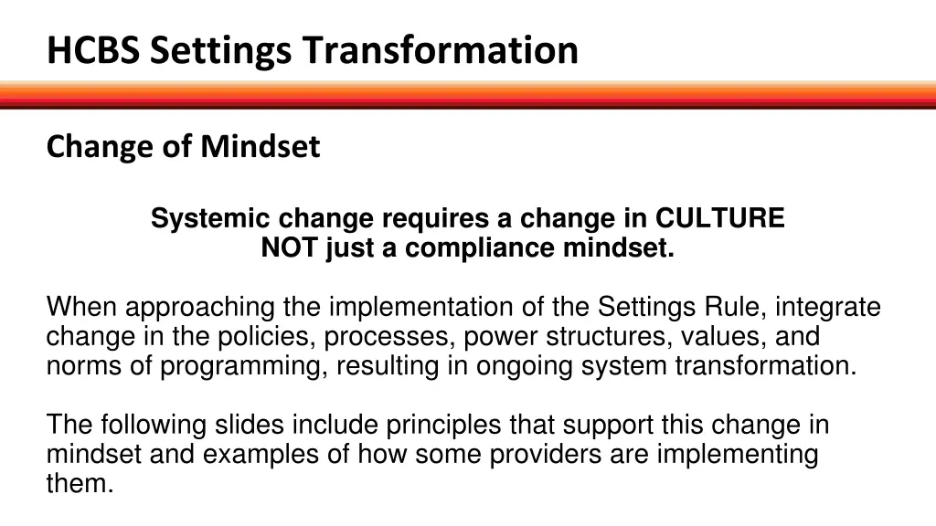 hcbs settings transformation