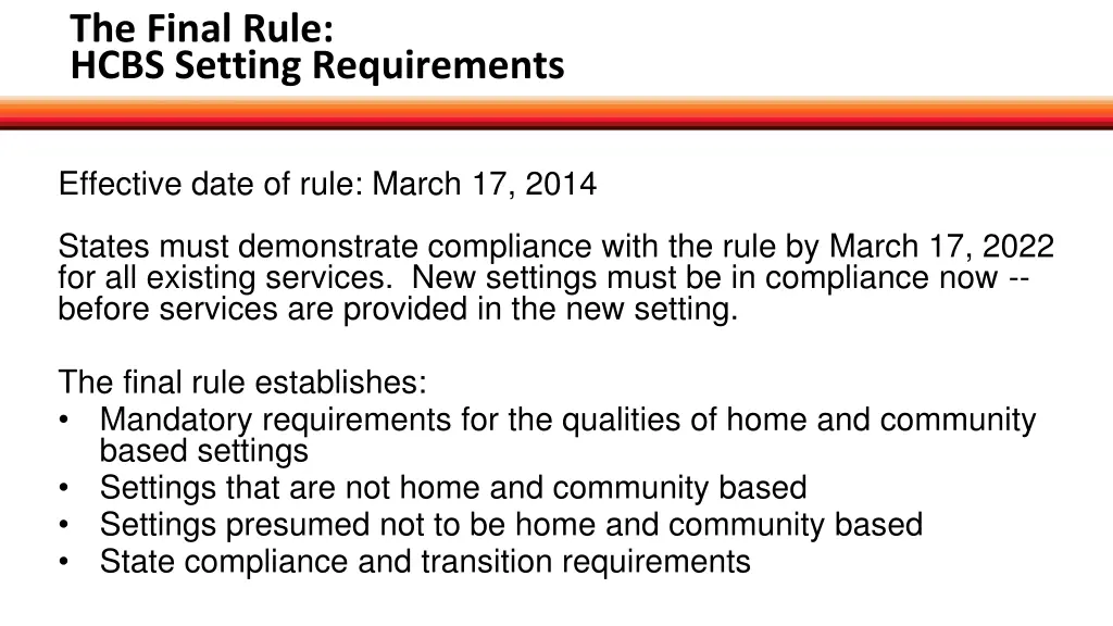 the final rule hcbs setting requirements 1