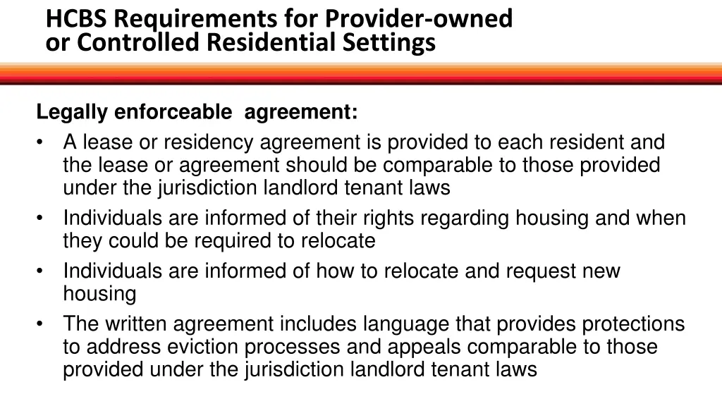 hcbs requirements for provider owned 1