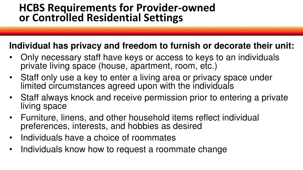 hcbs requirements for provider owned 2