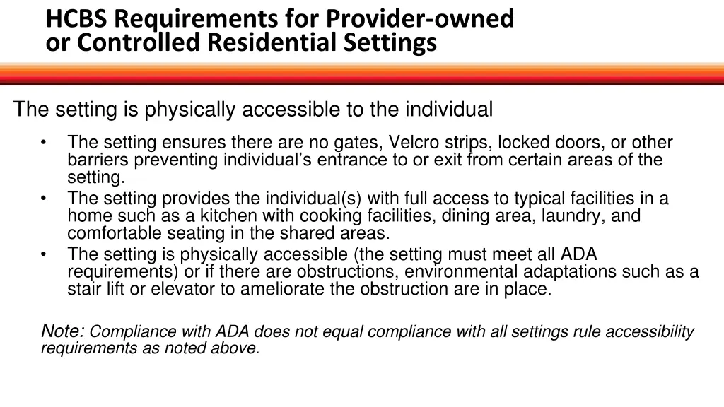 hcbs requirements for provider owned 6