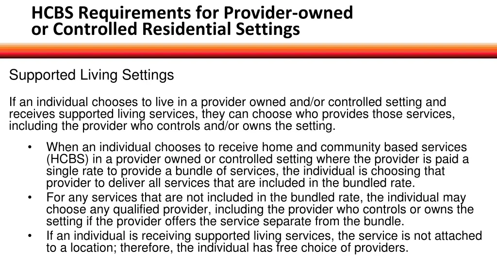 hcbs requirements for provider owned 7