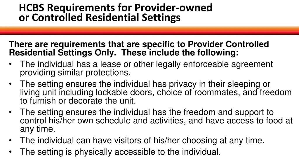 hcbs requirements for provider owned