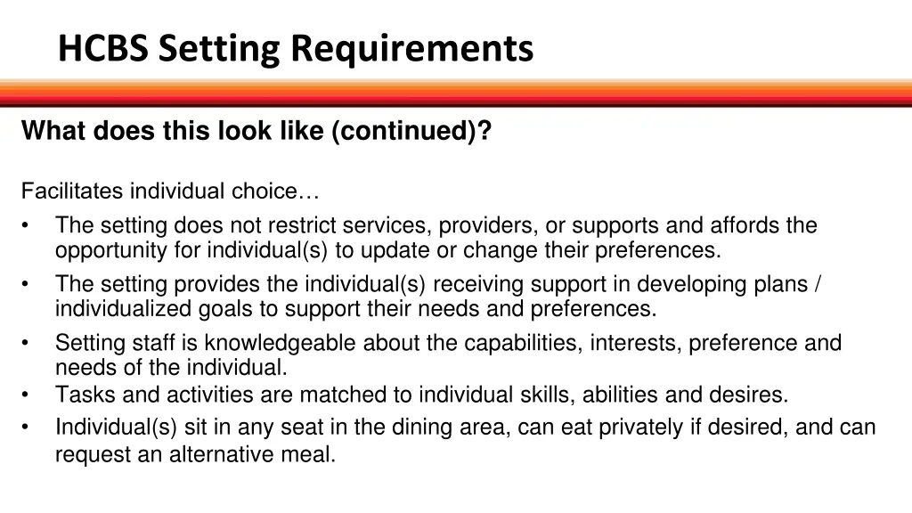 hcbs setting requirements 5