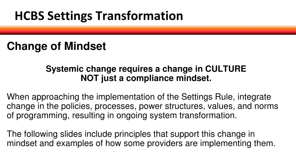 hcbs settings transformation