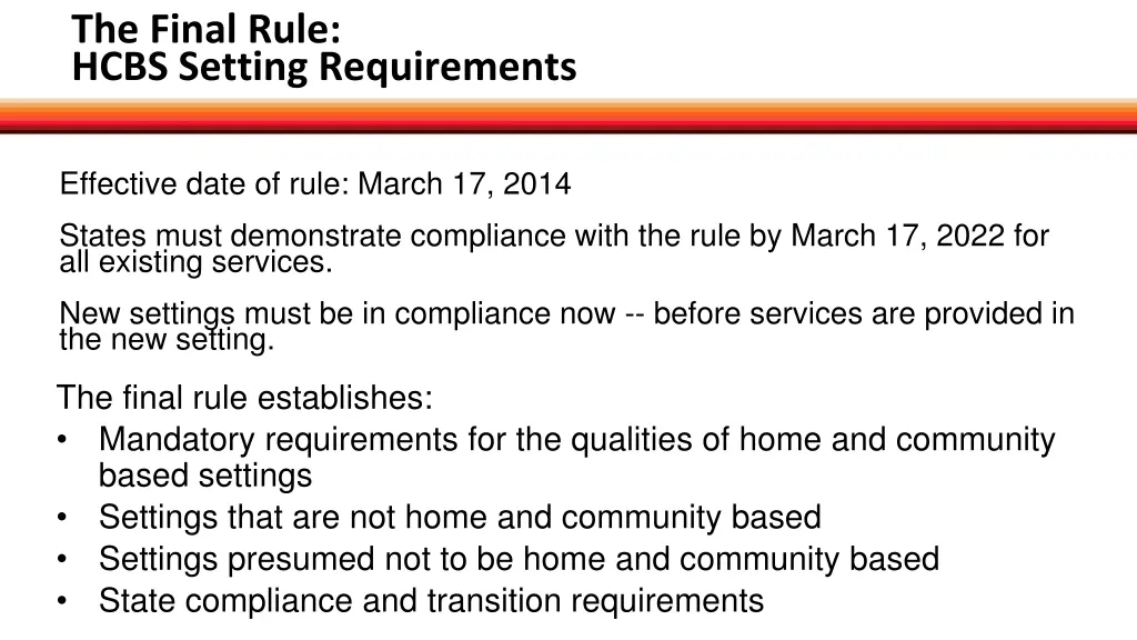 the final rule hcbs setting requirements 1