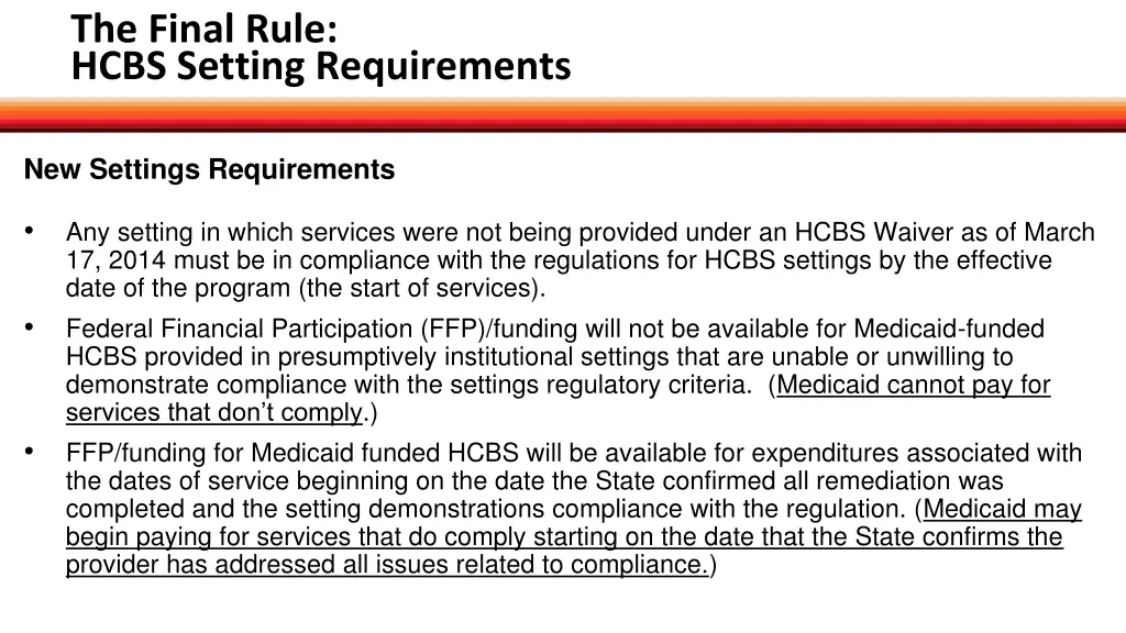 the final rule hcbs setting requirements 2