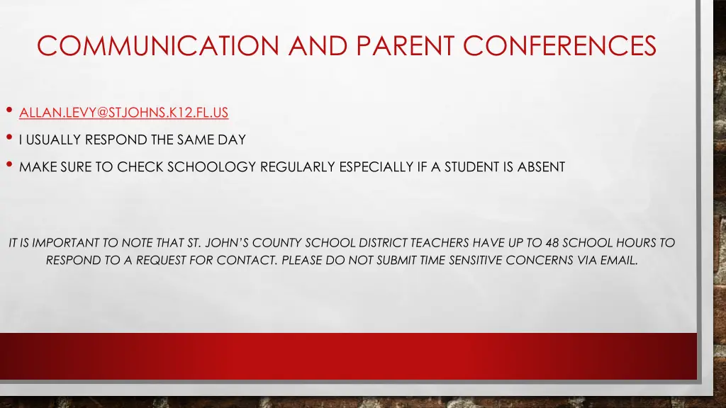 communication and parent conferences