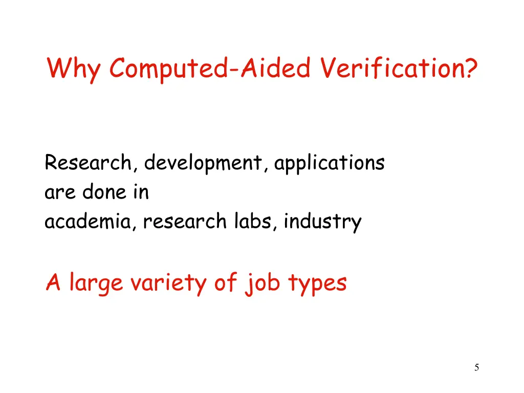 why computed aided verification 1