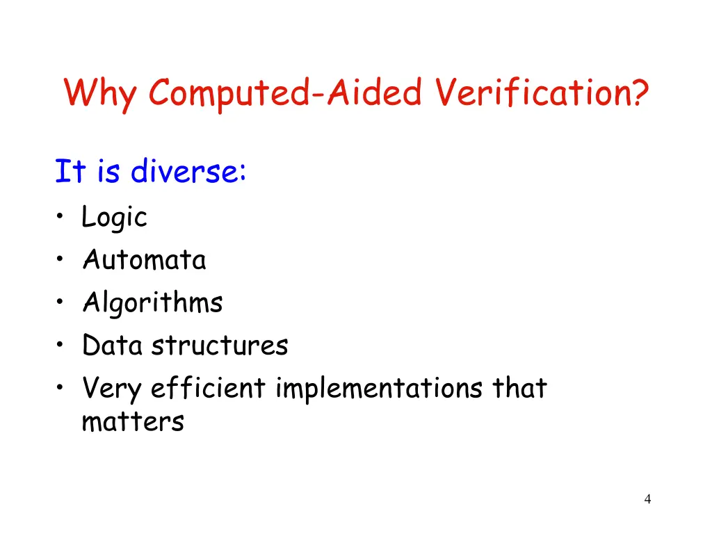 why computed aided verification