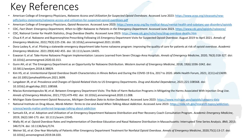 key references american college of emergency