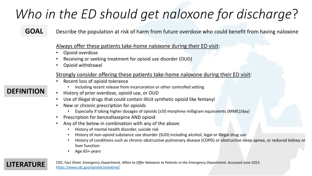 who in the ed should get naloxone for discharge