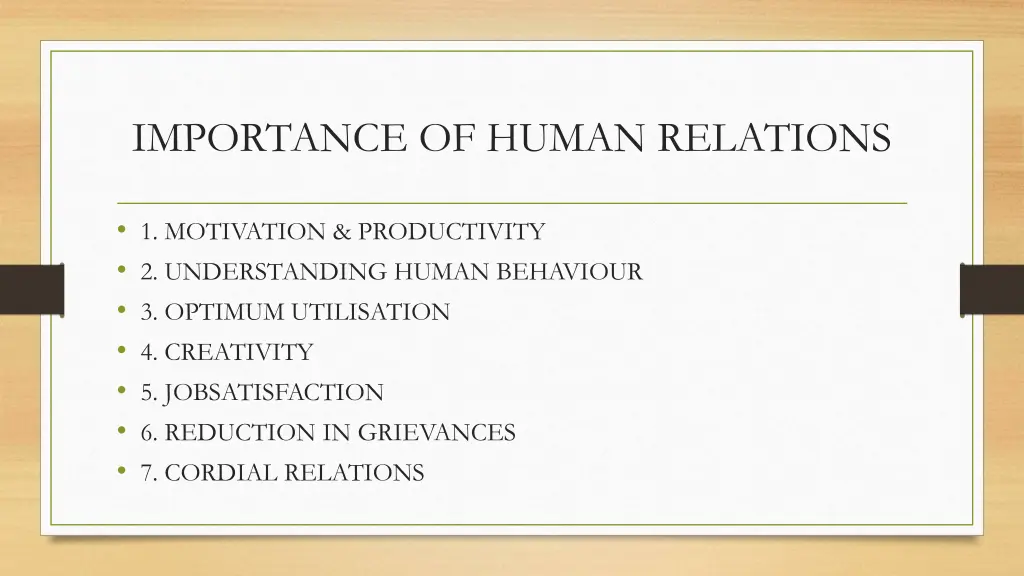 importance of human relations