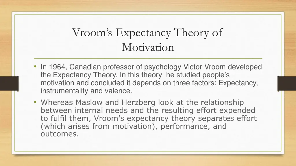 vroom s expectancy theory of motivation