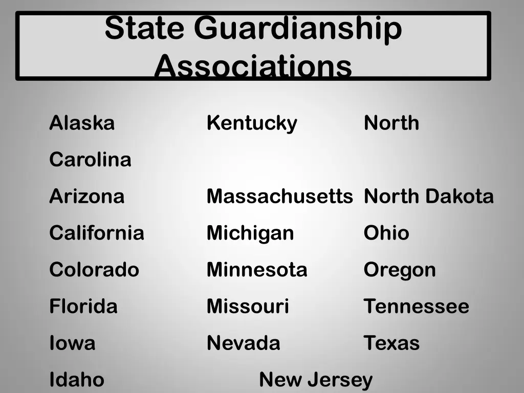 state guardianship associations