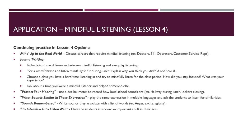 application mindful listening lesson 4 6