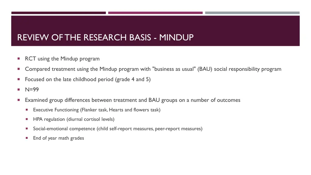 review of the research basis mindup