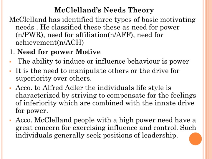 mcclelland s needs theory mcclelland