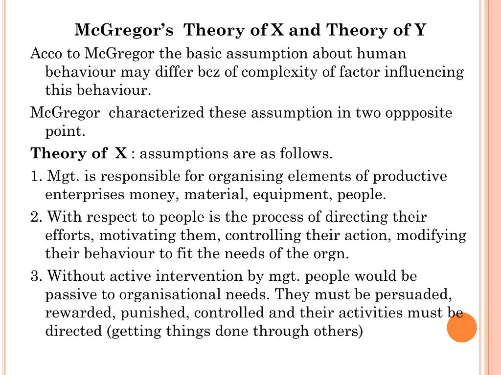 mcgregor s theory of x and theory of y acco