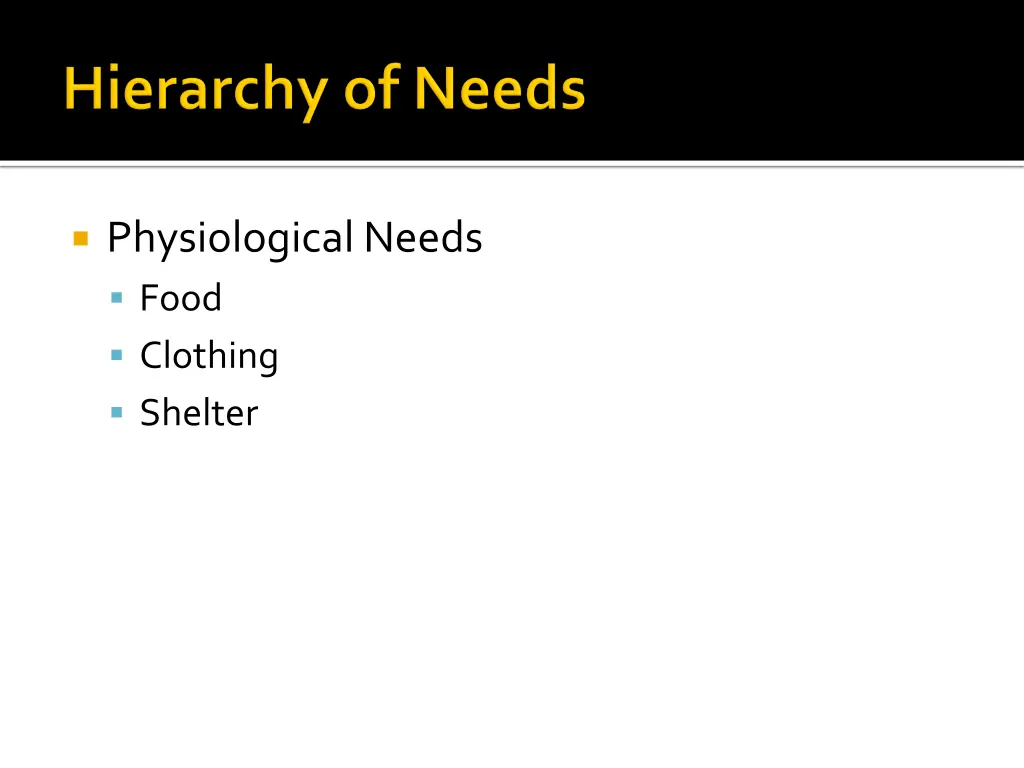 physiological needs food clothing shelter