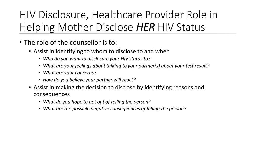 hiv disclosure healthcare provider role 1