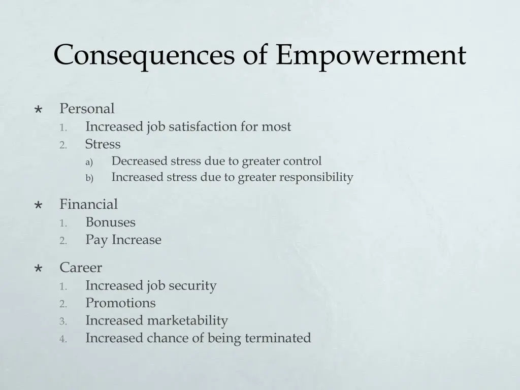 consequences of empowerment