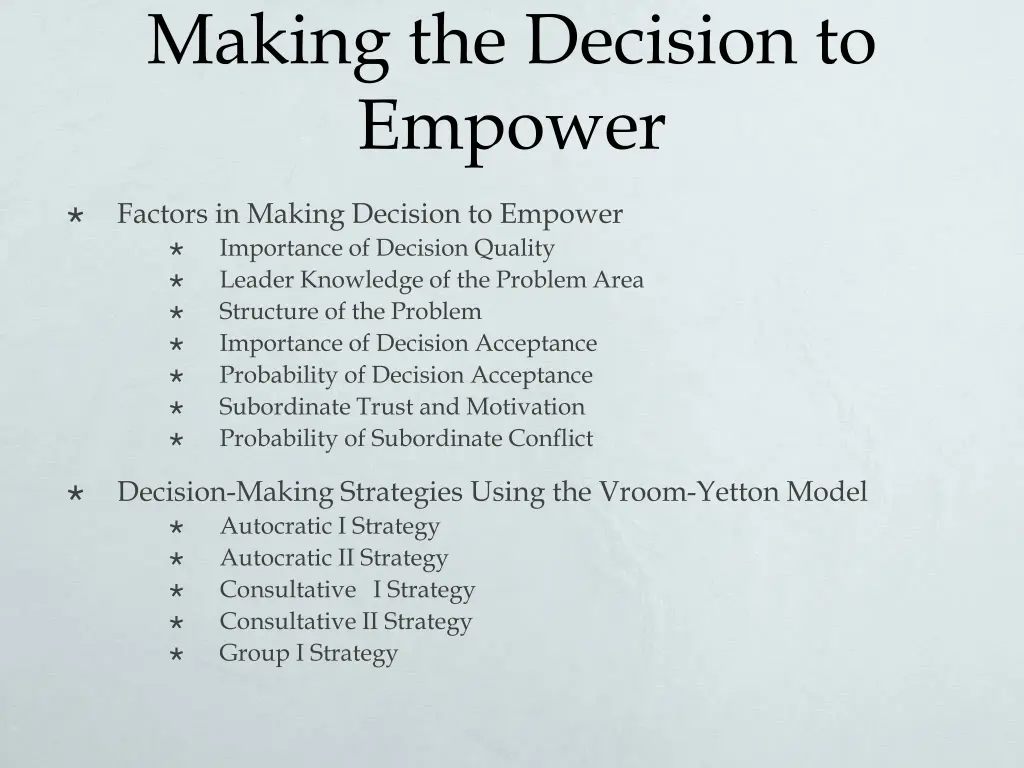 making the decision to empower