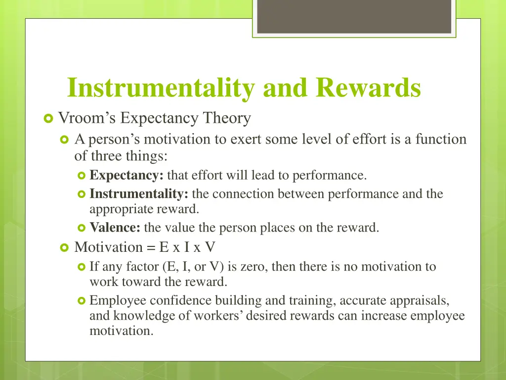 instrumentality and rewards vroom s expectancy