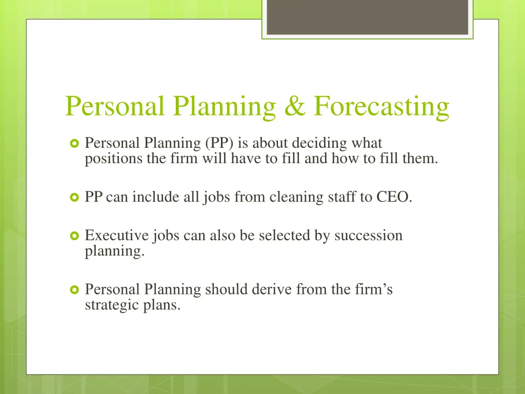 personal planning forecasting