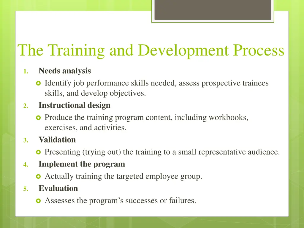 the training and development process